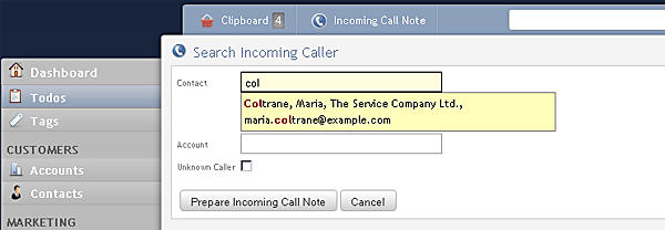 Select calling person